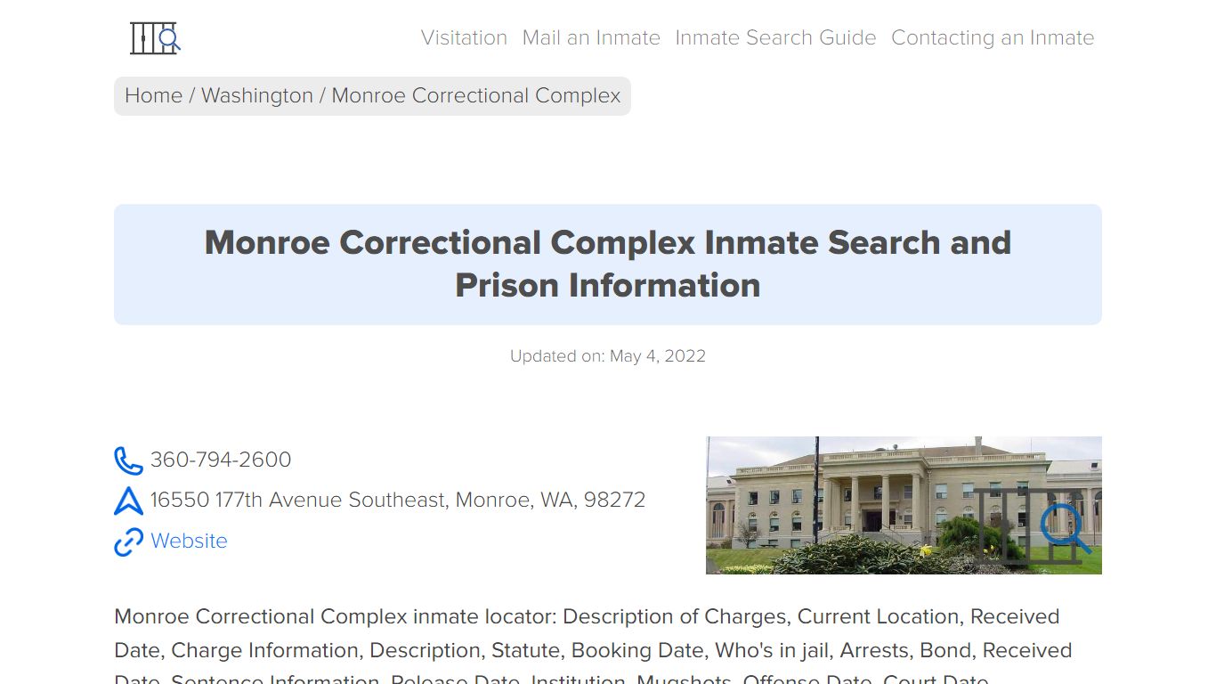 Monroe Correctional Complex Inmate Search, Visitation ...