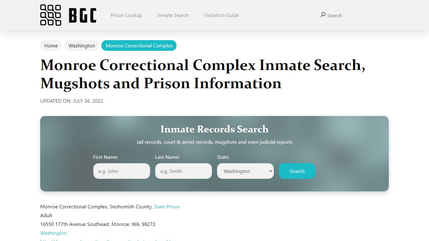 Monroe Correctional Complex Inmate Search, Mugshots ...